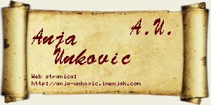 Anja Unković vizit kartica